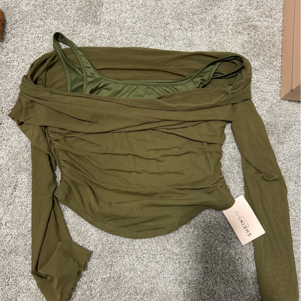 SHEIN Khaki Green Bodysuit for Women
